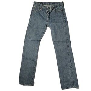 Levi’s 501 Jeans Means Size 32”x36” Light Wash Button Fly Straight Leg